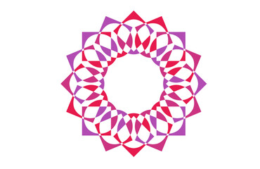 Hypnotic geometric mandala design with overlapping red and purple circular floral patterns, abstract ornamental wall art, modern decorative symmetry for posters, textiles, and digital art