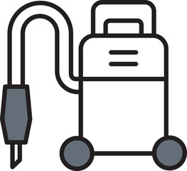 Industrial vacuum cleaner icon with hose