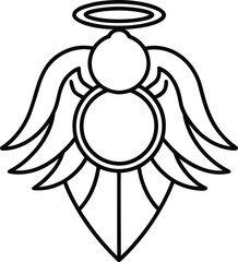 angel halo symbol line art on transparent background