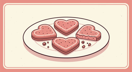 HeartShaped Cookies on a Plate Valentines Day Treat.