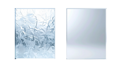 Textured Frosted Glass Effect and Smooth Frosted Glass Effect, isolated on transparent background