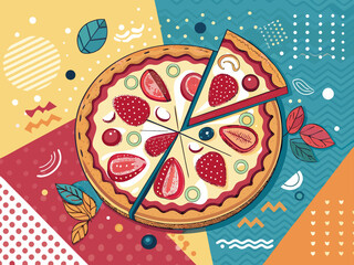 Vibrant Bold Pie With Vecto High-Quality Stock Image