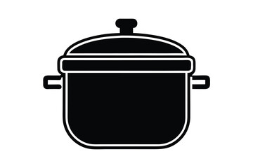 pressure cooker silhouette icon. Vector clipart black illustration design