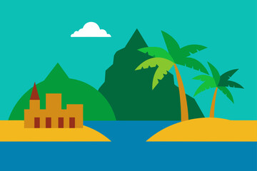 vector illustration of a beach