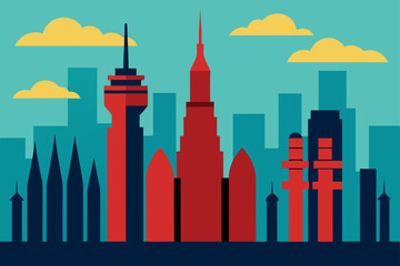 Obraz premium city skyline and city