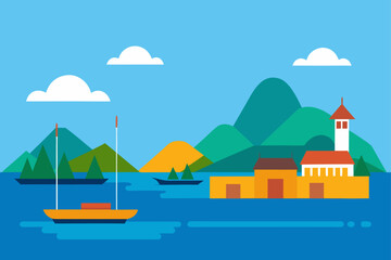 vector illustration of a boat