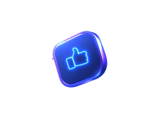 Hyper-realistic 8K angled shot of floating 3D social media icons (like, share, chat)  935286