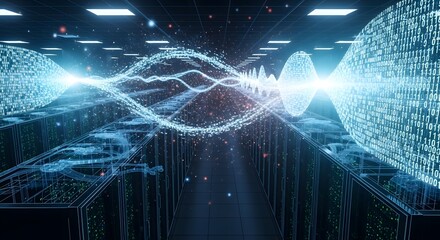 Data Flow Visualization Futuristic Network and Digital Transmission