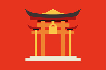 vector illustration of japanese temple