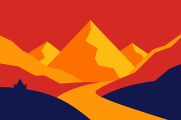 sunset over mountains