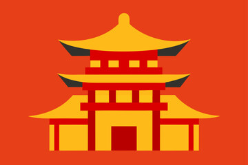 vector illustration of a japanese shrine