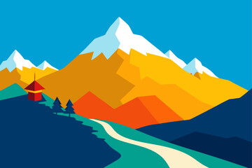 vector illustration of mountain landscape