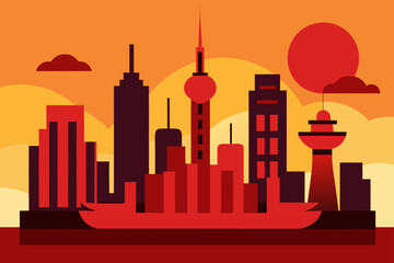 silhouette of city skyline