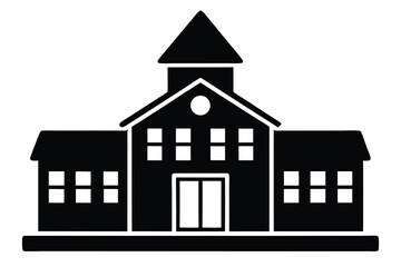 school building silhouette icon. Vector clipart black illustration design