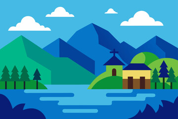 vector illustration of a rural landscape