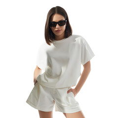 Casual Chic Young Woman in All-White Outfit