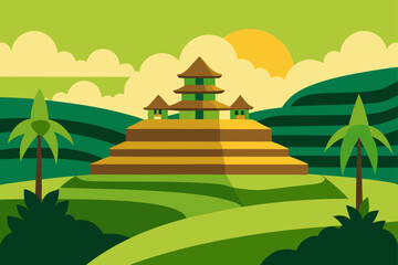 landscape with trees and mountains