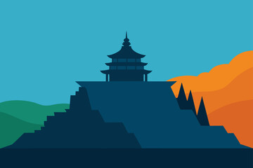 buddhist temple silhouette