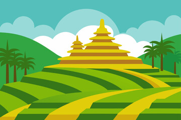 landscape with sun and clouds