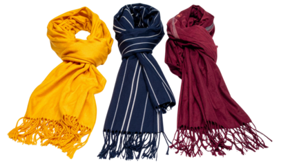 Stylish Scarf Bundle in Seasonal Colors, isolated on transparent background