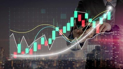 A businessman stands in an urban environment at night, analyzing financial charts and data on his smartphone, symbolizing investment opportunities and market trends. Copula - Powered by Adobe