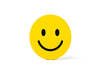 Fototapeta premium Minimal Yellow Smiley Face Icon with Soft Shadow on Transparent Background – Positive Emotion Symbol for Happiness and Mental Health