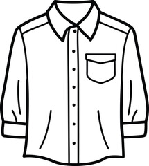 button up shirt with rolled sleeves line art on transparent background