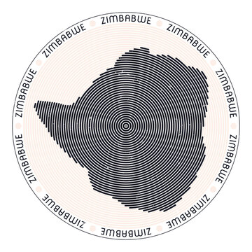 Zimbabwe shape radial arcs. Country round icon. Zimbabwe logo design poster. Amazing vector illustration.