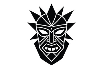 tribal mask silhouette icon. Vector clipart black illustration design