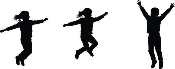 Silhouette, jumping, woman, active, motion, energy, fitness, exercise, dance, celebration, freedom, movement, dynamic, pose, athletic, healthy, lifestyle, expressive, isolated, performance
