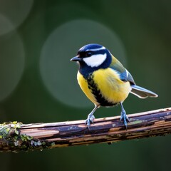 Obraz premium Colorful blue tit bird perched on tree branch in natural habitat close-up photography wild environment