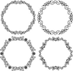 featuring four carved frame ornament designs with different shapes