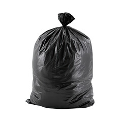 A full, black plastic garbage bag