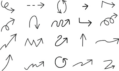 Set of arrows, crayons hand-drawn design