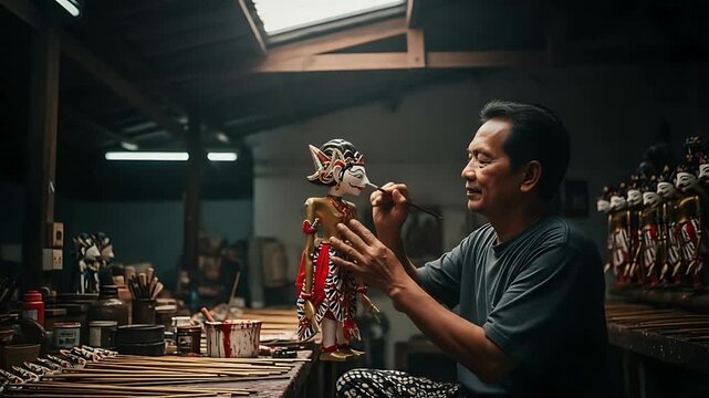 Wayang Kulit Artisan: Crafting Shadow Puppets in a Traditional Workshop