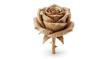 Exquisite Wooden Rose Sculpture: Intricate Carving, Delicate Petals, Artistic Craftsmanship