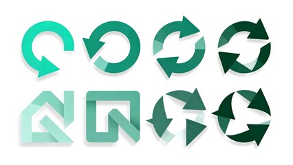 Green recycling and refresh symbols