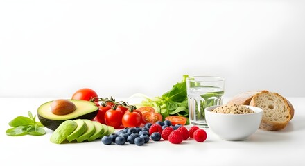 Delicious Food Arrangement on White Background Table
