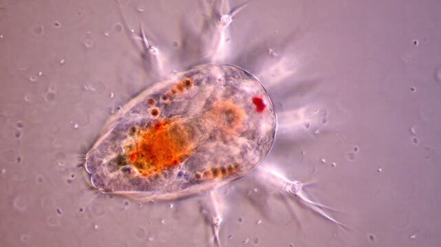 Copepods larvae, microscope view 400x 