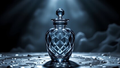 Elegant Faceted Glass Vessel with Spherical Top