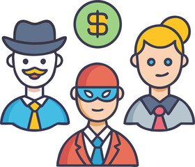 Diverse entrepreneurs and finance symbol representing business growth opportunities