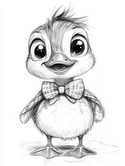 Obraz premium Sticker, cute cheerful cartoon duckling, white background