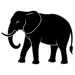 Elephant Silhouette Illustration on White Background