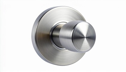 brushed steel door knob with circular base on white background