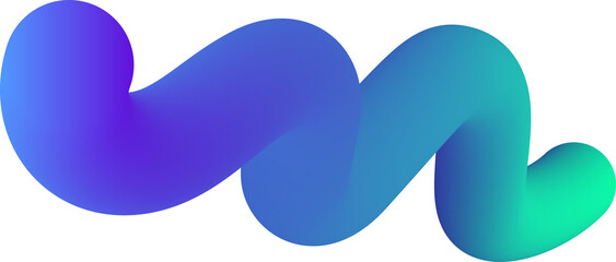 Abstract gradient line. Colored swirl blue and green shape. Curved spiral 3D dynamic element for modern posters and banners design