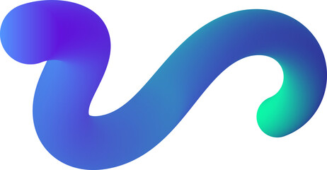Abstract gradient line. Colored swirl blue and green shape. Curved spiral 3D dynamic element for modern posters and banners design