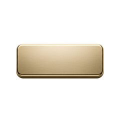 A brushed gold rectangular button with rounded corners on a black background metal
