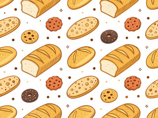 Featuring Seamless Wallpaper Bread Slices And Cookies Wit Vibrant Creative Visual