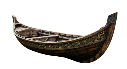 Old viking boat isolated on transparent background
