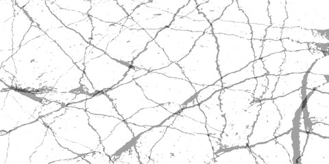 Abstract network of white lines and gray cracks on white surface isolated on white background